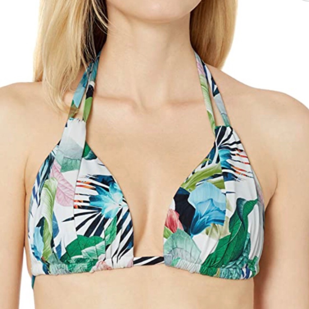 LA BLANCA NWT In The Moment Halter Triangle Bikini Swim Top Sz 10